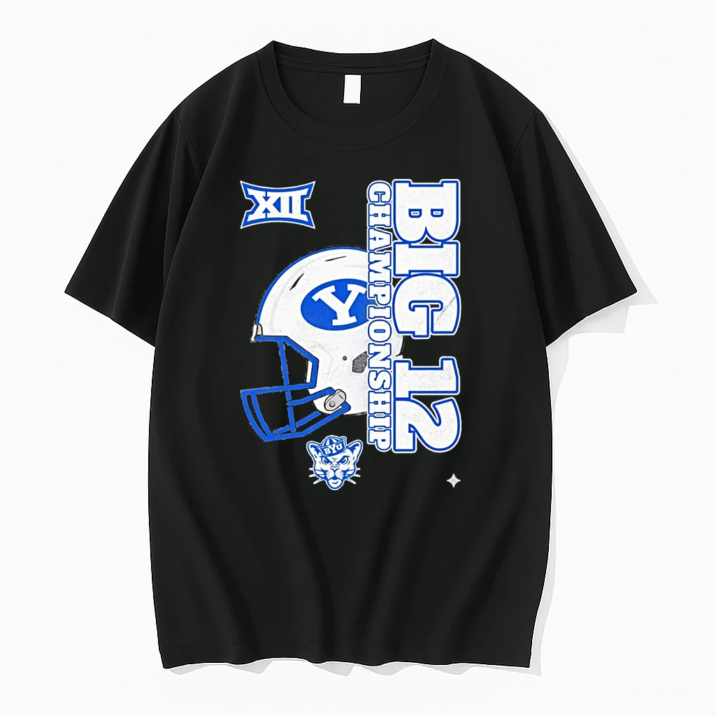 Byu Cougars 2025 Big 12 Football Championship Vertical Helmet December 6 2025 Dallas Tx Shirts