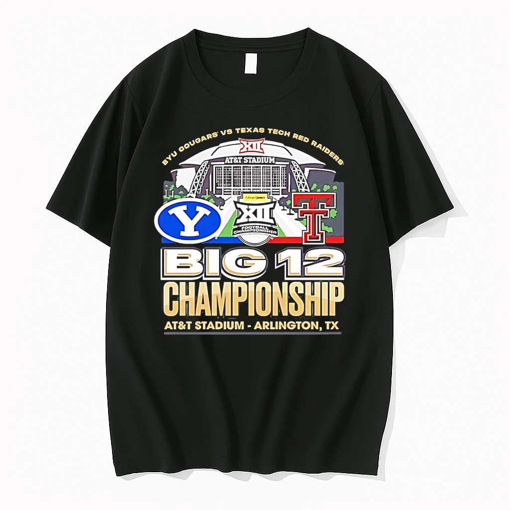 Byu Cougars Vs Texas Tech Red Raiders 2025 Big 12 Football Championship Stadium Shirts