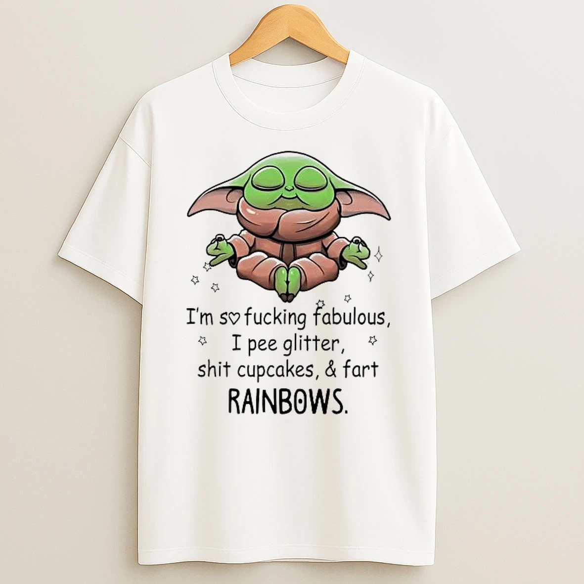 Baby Yoda Im So Fucking Fabulous I Pee Glitter Shirts