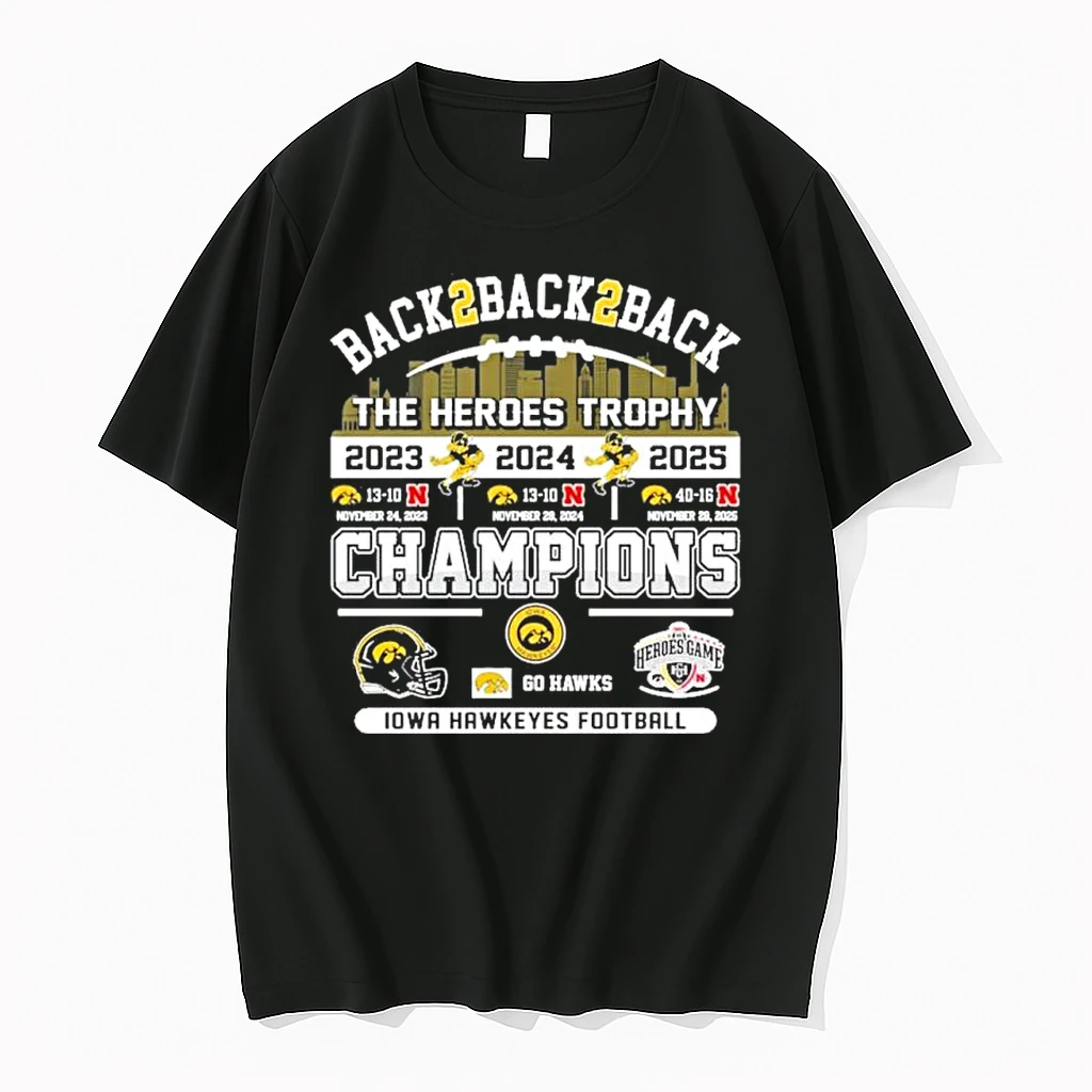 Back 2 Back 2 Back The Heroes Trophy Champions Iowa Hawkeyes Beat Nebraska Shirts