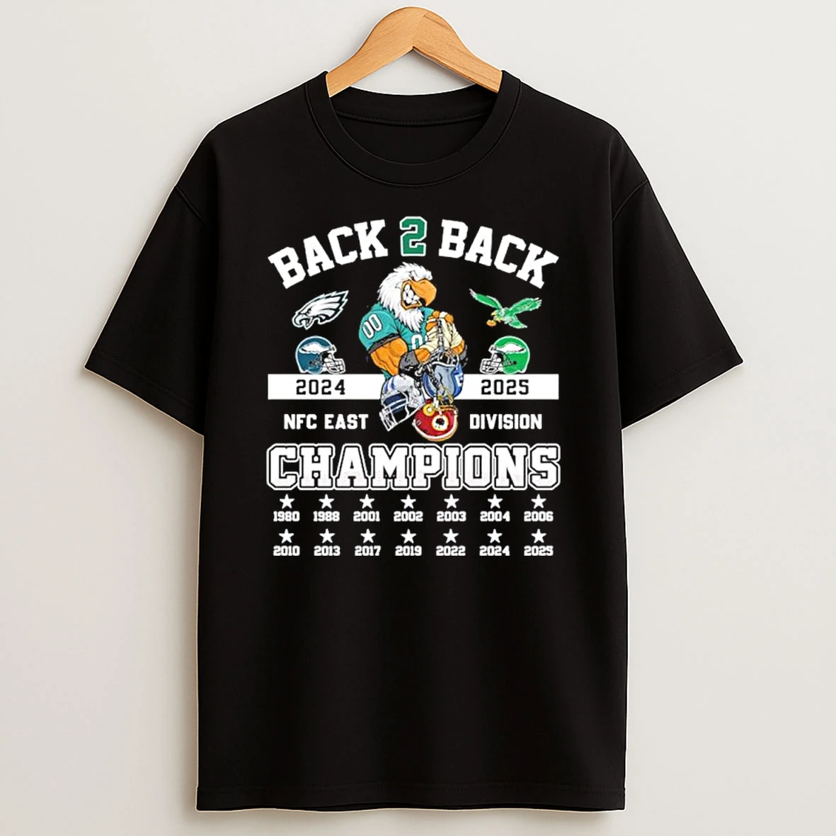 Back 2 Back Nfc East Division Champions Philadelphia Eagles Mascot Shirts
