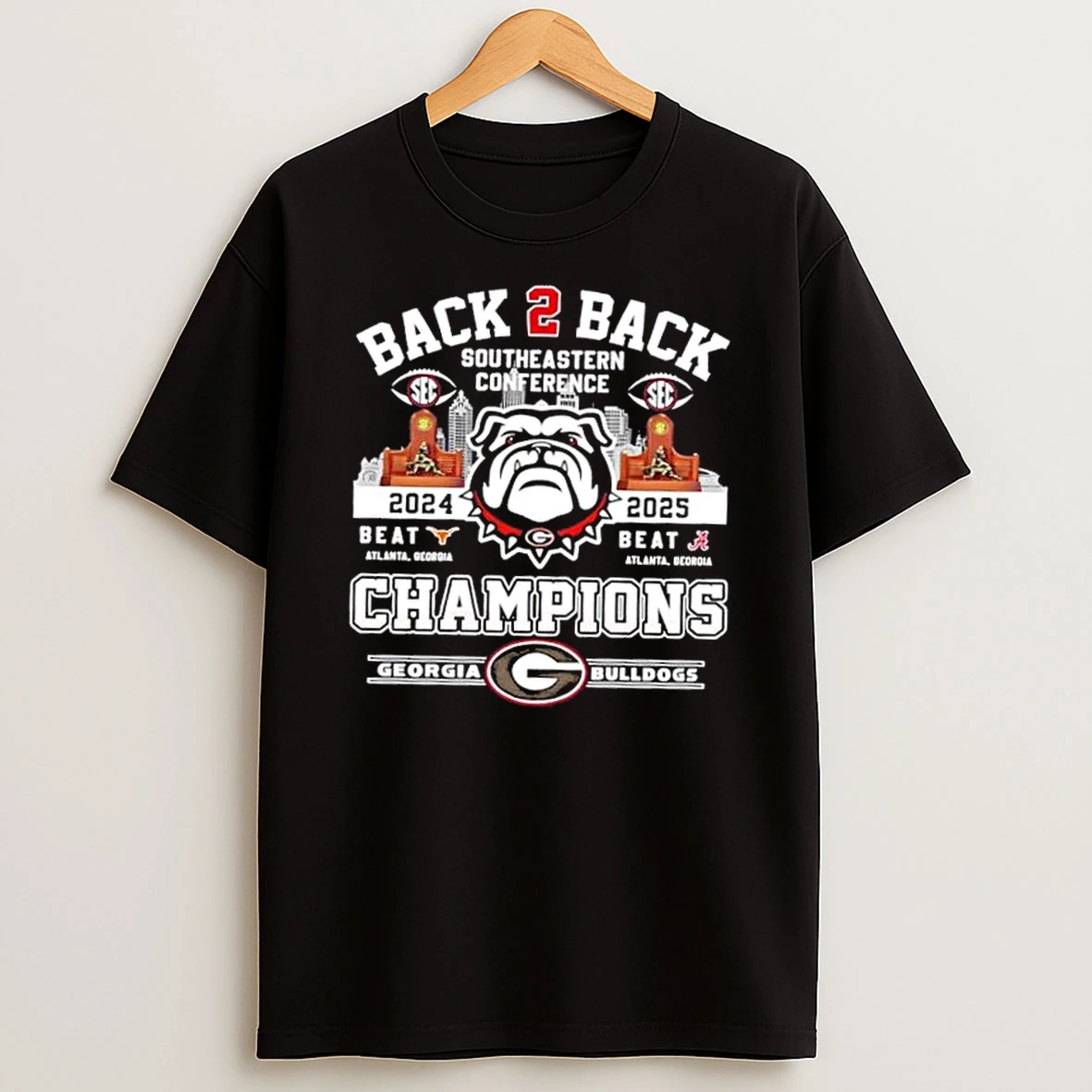 Back 2 Back Southeastern Conference 2024 2025 Georgia Bulldogs Champions Shirts