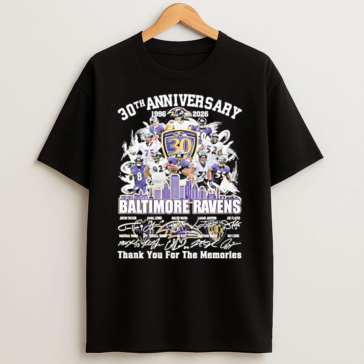 Baltimore Ravens Team 30th Anniversary 1996 2026 Thank You For The Memories Shirts