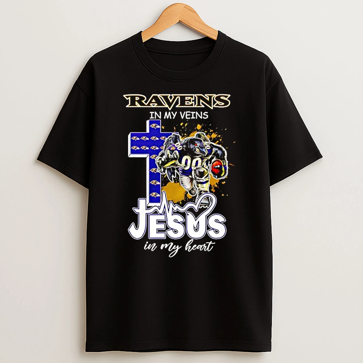 Baltimore Ravens Mascot In My Veins Jesus In My Heart Shirts