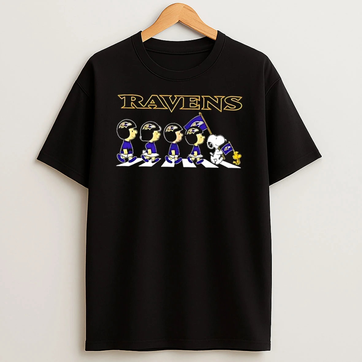 Baltimore Ravens X Peanuts Snoopy And Friends Abbey Road Shirts