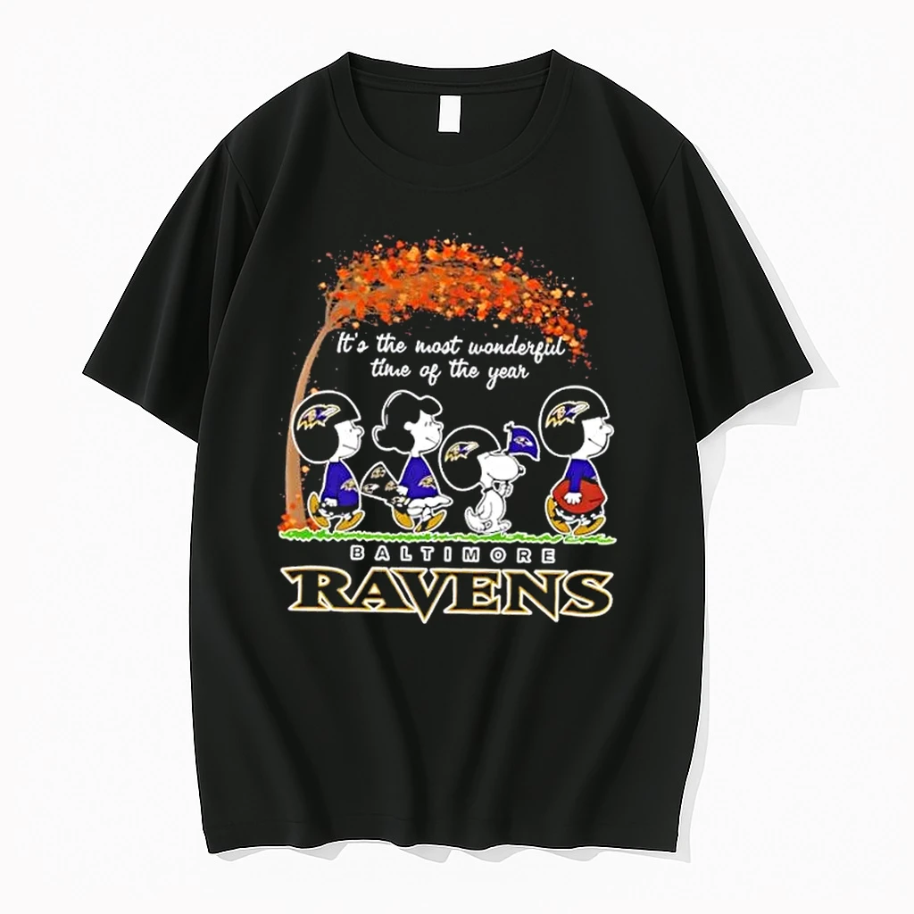 Baltimore Ravens X Peanuts Snoopy And Friends Autumn Its The Most Wonderful Time Of The Year Shirts