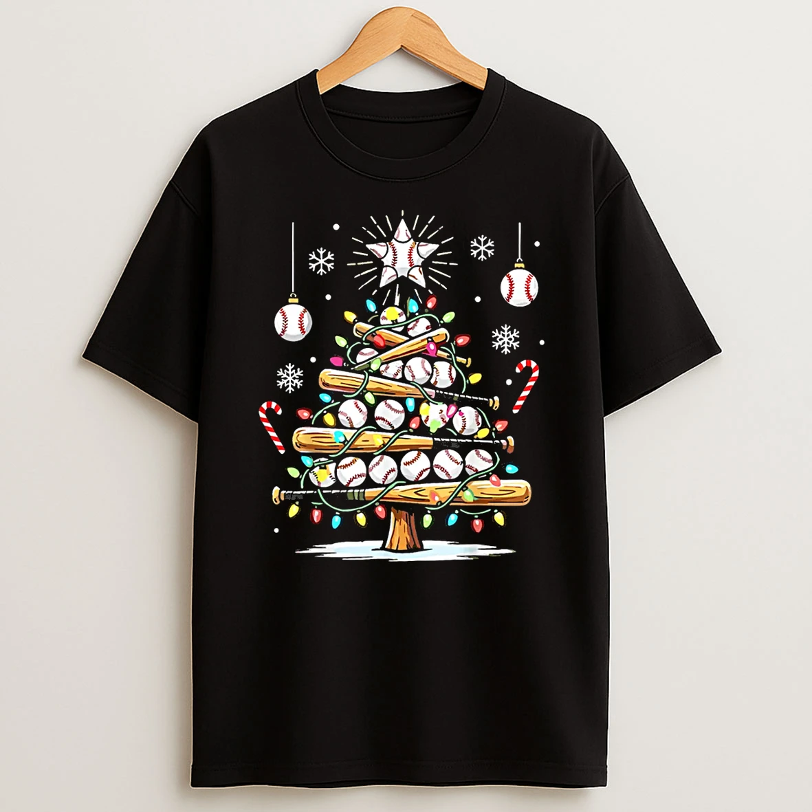 Baseball Christmas Tree Lights Shirts