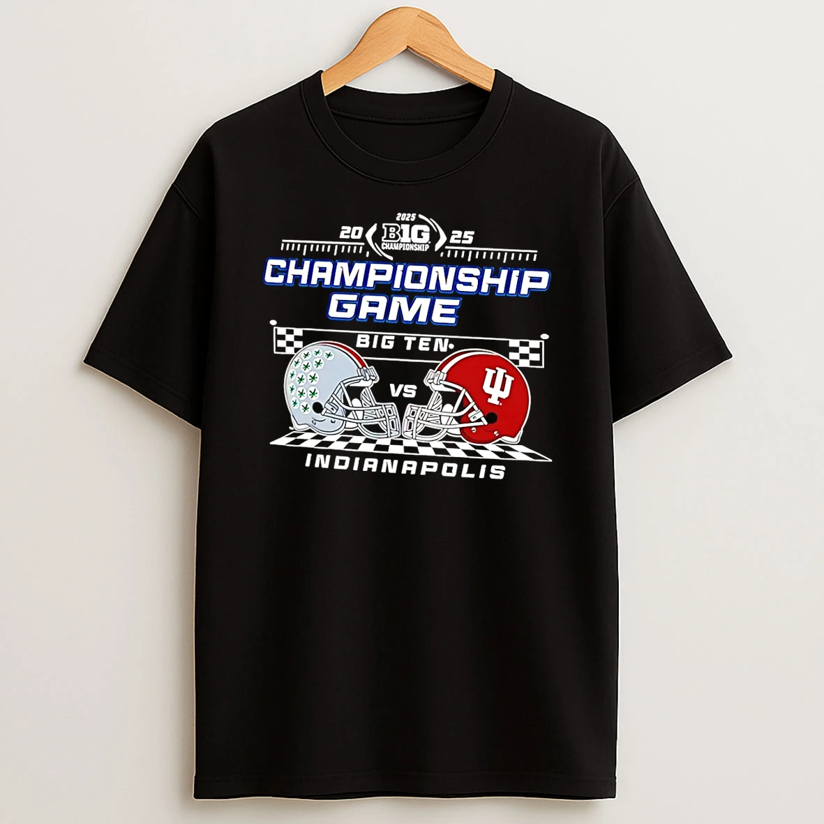 Big Ten 2025 Football Championship Speedway Indiana Hoosiers Vs Ohio State Helmets Shirts
