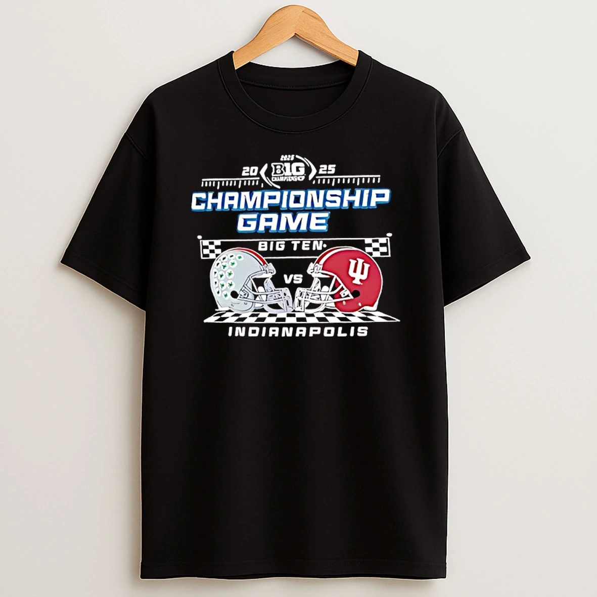 Big Ten 2025 Football Championship Speedway Indianapolis Ohio State Vs Indiana Hoosiers Shirts