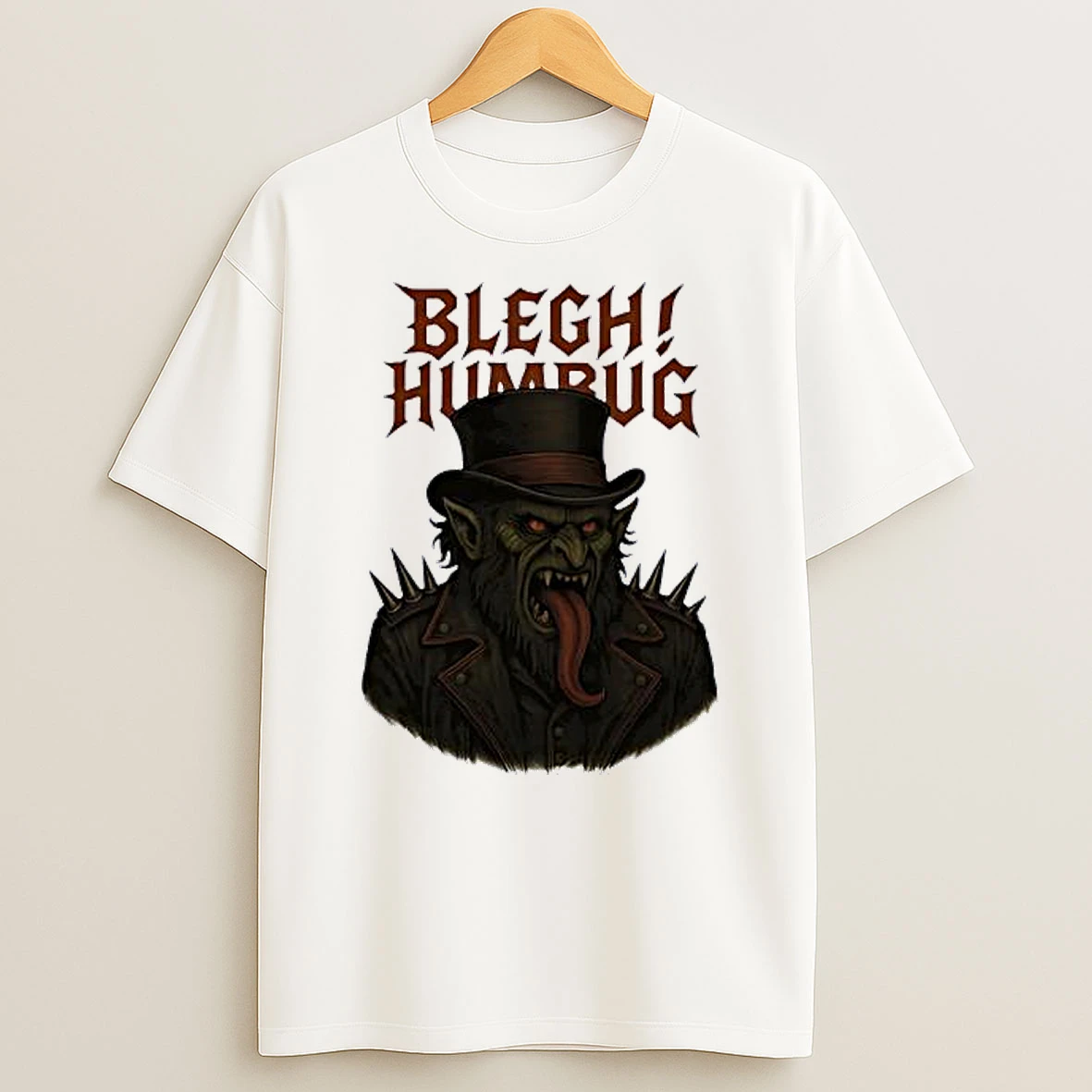 Blegh Humbug Monster With A Long Tongue Heavy Metal Christmas Shirts