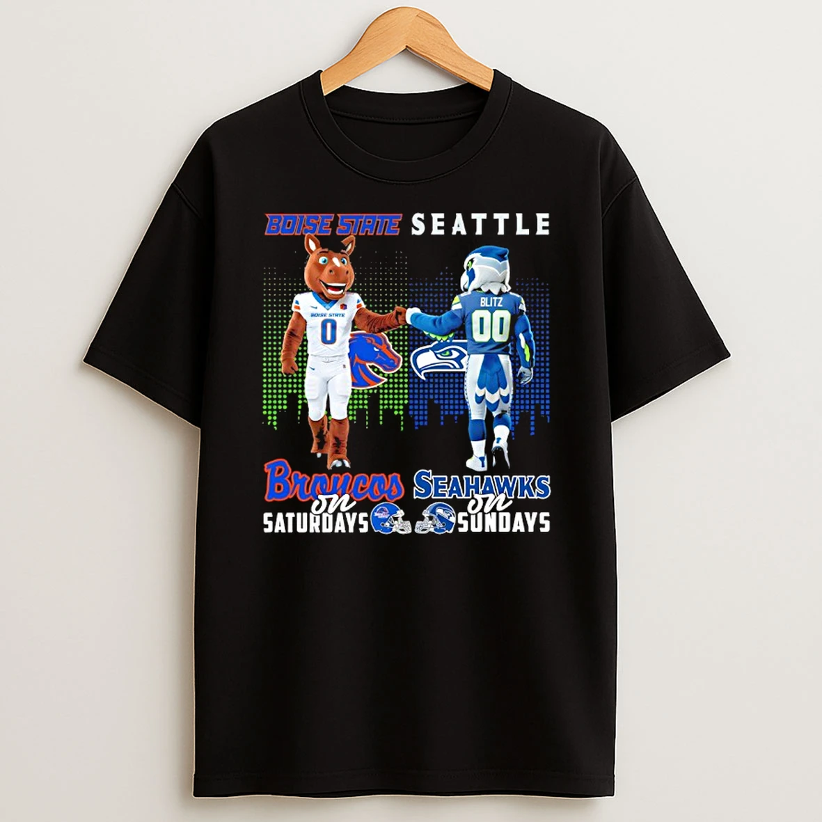 Boise State Broncos On Saturdays X Seattle Seahawks On Sundays Mascot Shirts