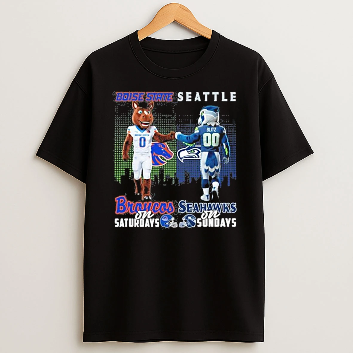 Boise State Broncos Vs Seattle Seahawks Mascot On Saturdays And On Sundays Shirts