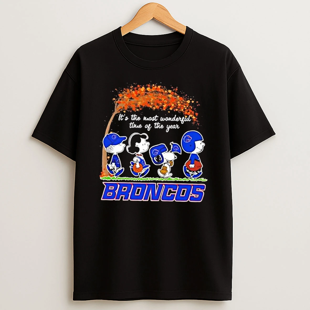 Boise State Broncos X Peanuts Snoopy And Friends Autumn Its The Most Wonderful Time Of The Year Shirts
