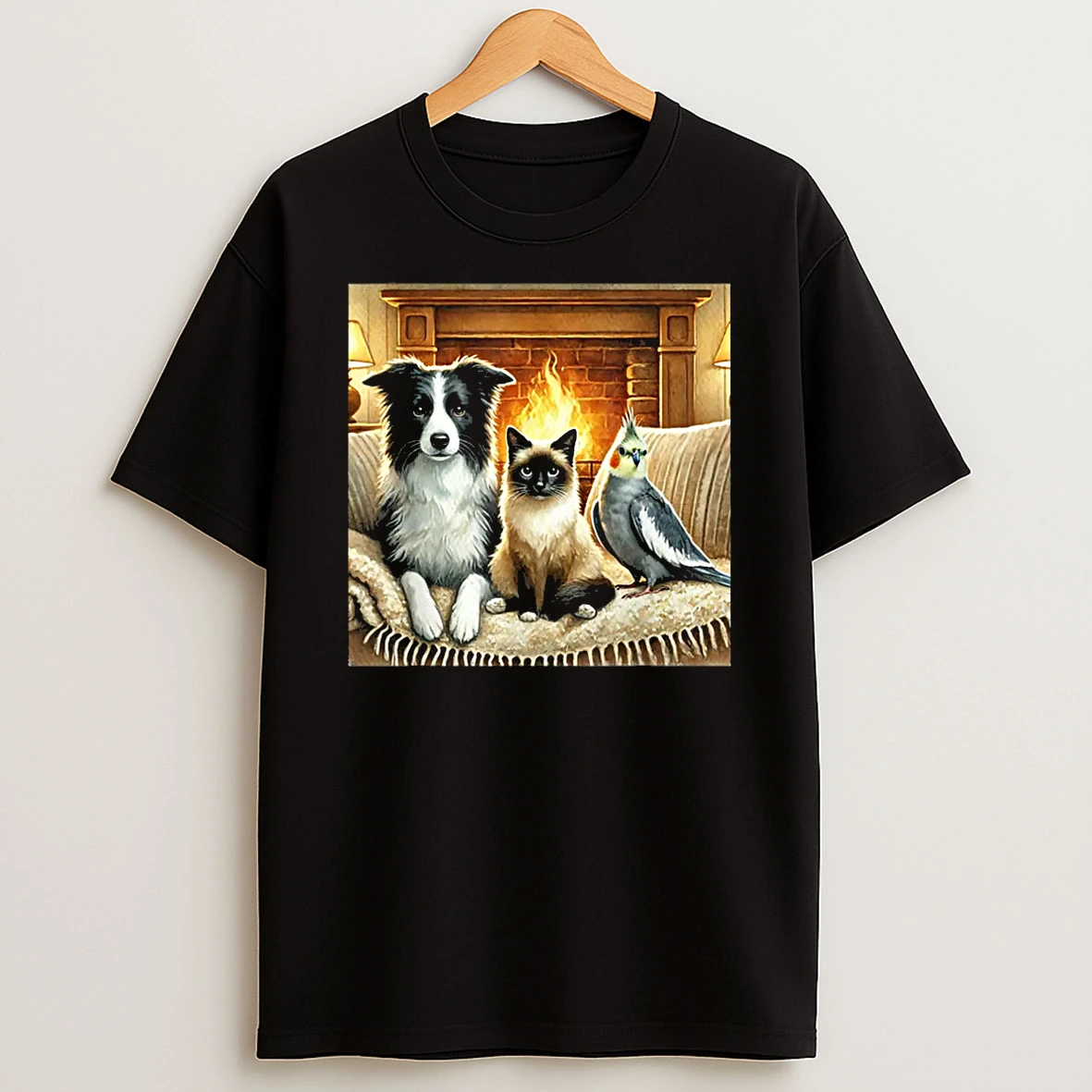 Border Collie Siamese Cat And Cockatiel Shirts