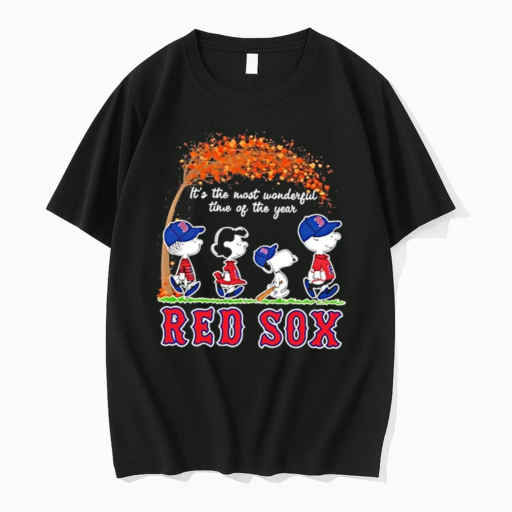 Boston Red Sox X Peanuts Snoopy And Friends Autumn Its The Most Wonderful Time Of The Year Shirts