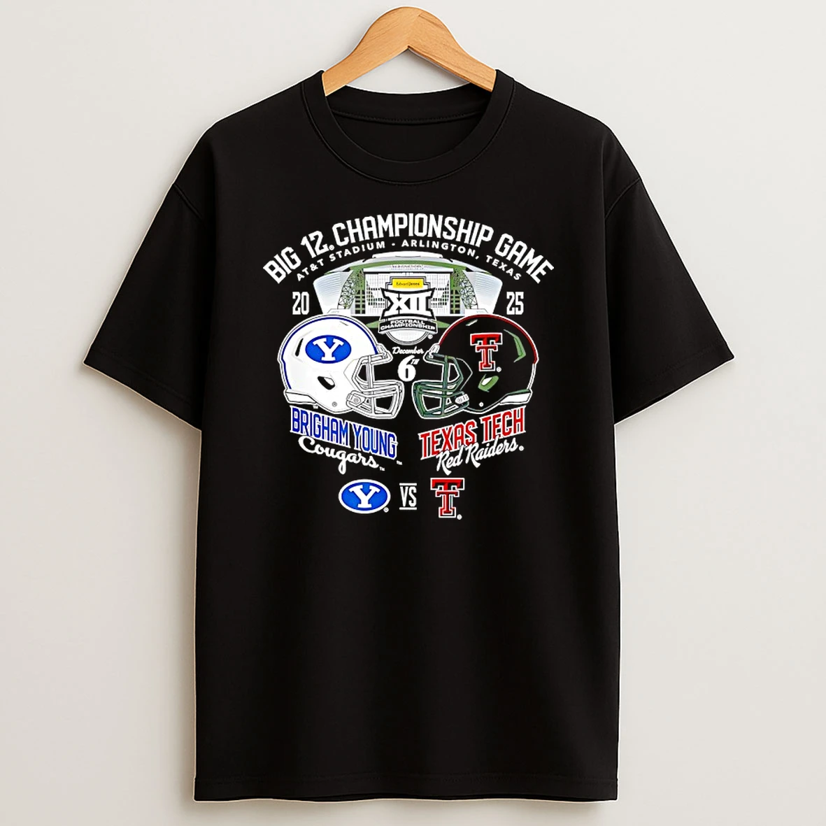 Brigham Young Cougars Vs Texas Tech Red Raiders Big 12 Championship Game 2025 Shirts