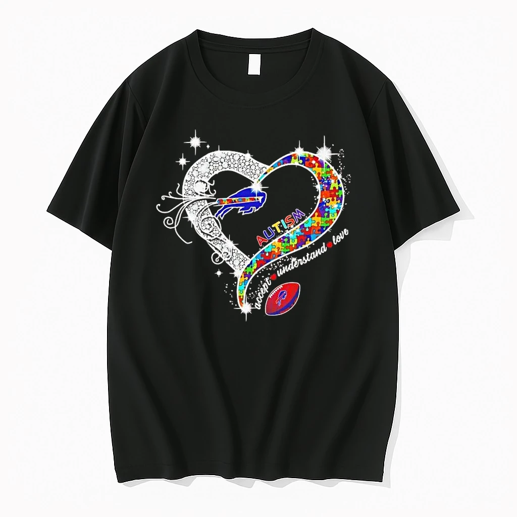 Buffalo Bills Autism Accept Understand Love Diamond Heart Shirts