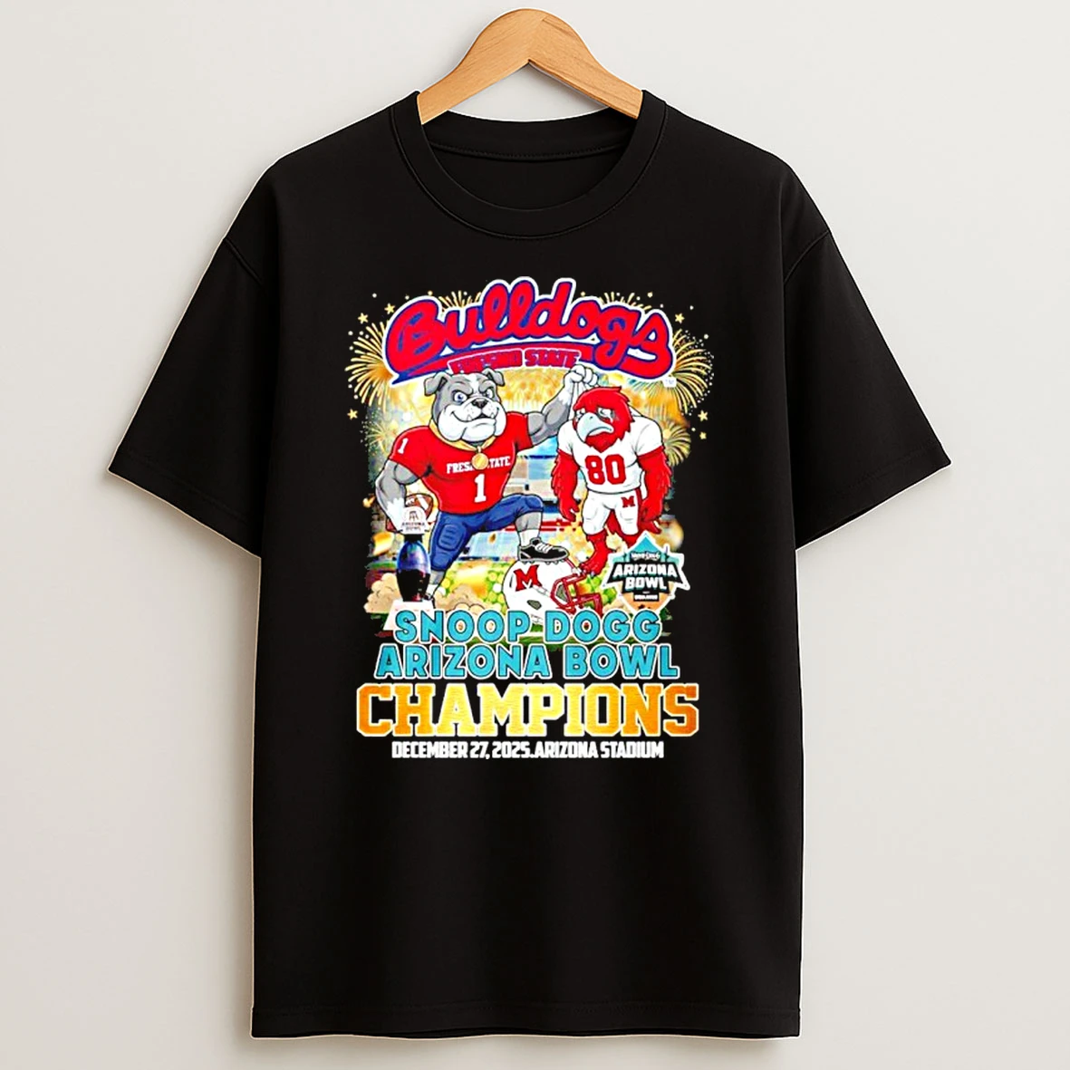 Bulldogs Fresno State 2025 Snoop Dogg Arizona Bowl Champions Mascot Shirts