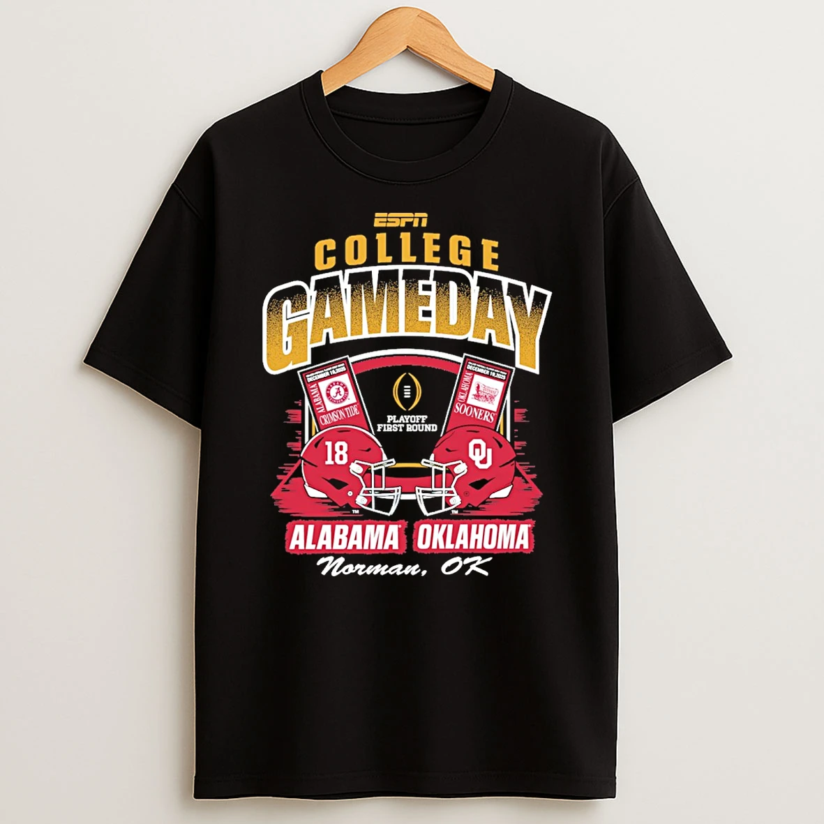 Cfp 25 26 College Gameday Alabama Vs Oklahoma 1st Round Norman Ok Ticket Shirts