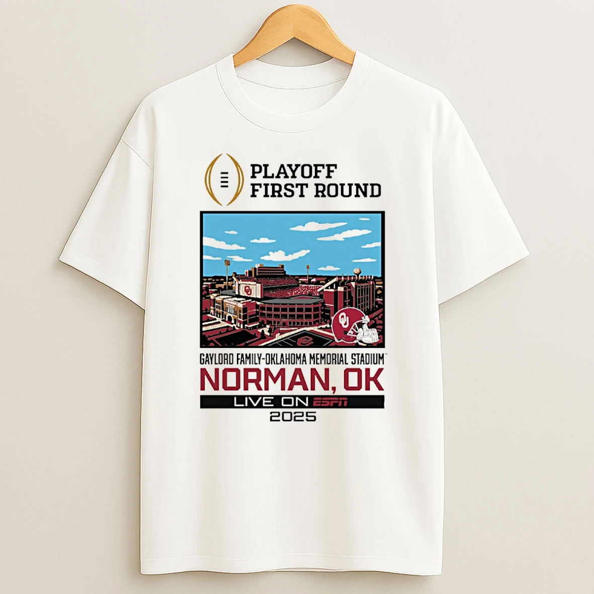 Cfp 25 26 Oklahoma Sooners 1st Round Live From Gaylord Family Oklahoma Memorial Stadium Norman Ok Shirts