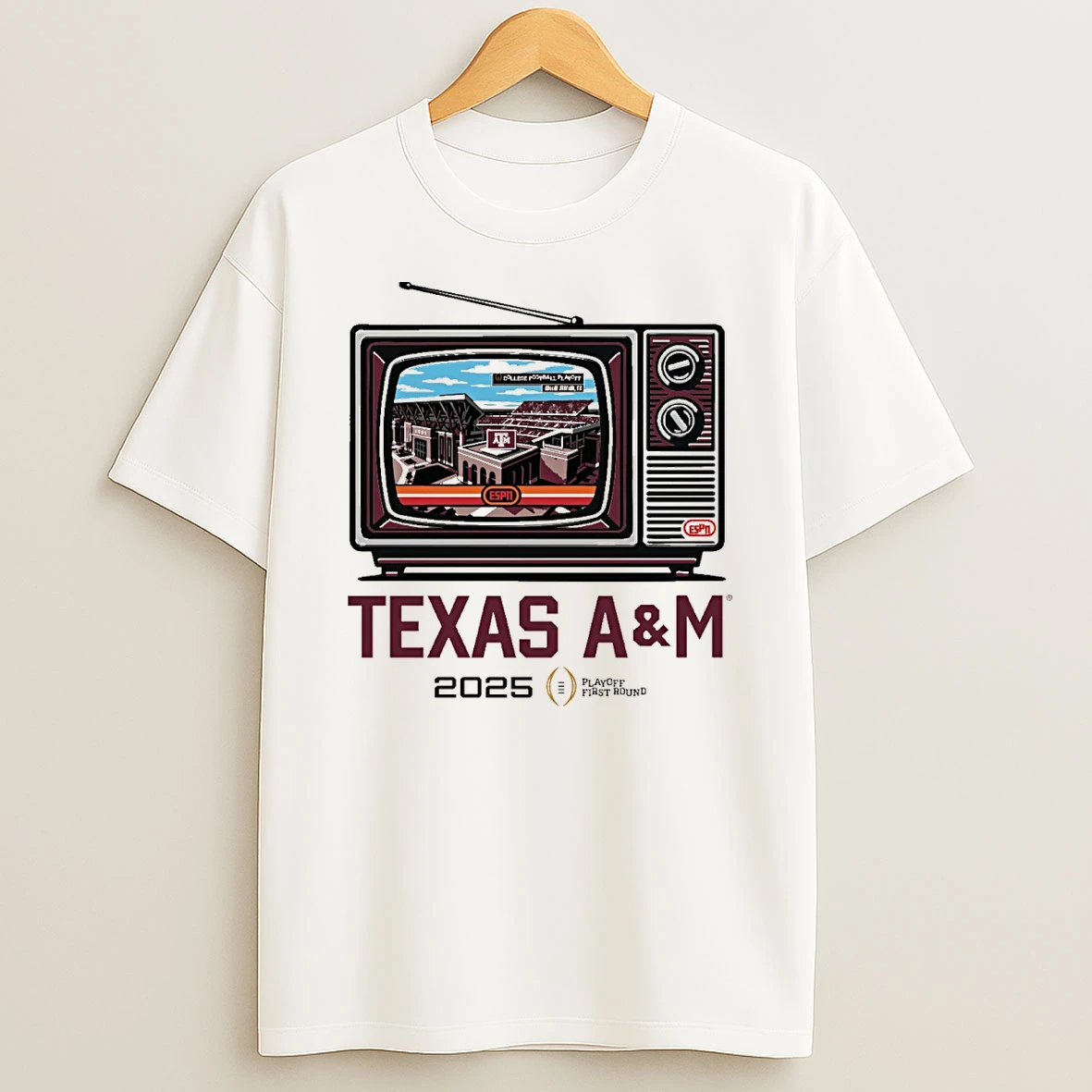 Cfp 25 26 Texas Am Aggies Tv Stadium Playoff First Round Shirts