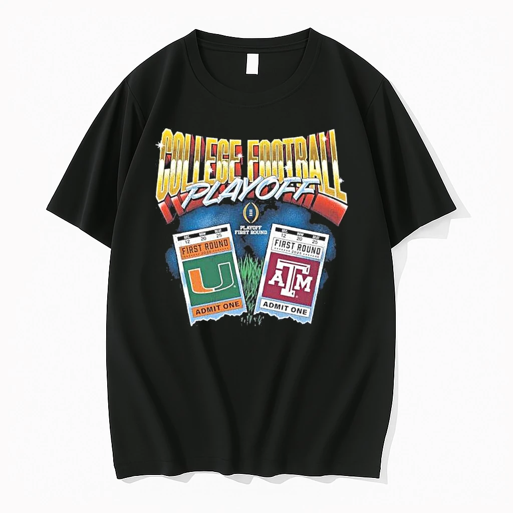 Cfp First Round 2025 Texas Am Aggies Vs Miami Hurricanes Matchup Ticket Shirts