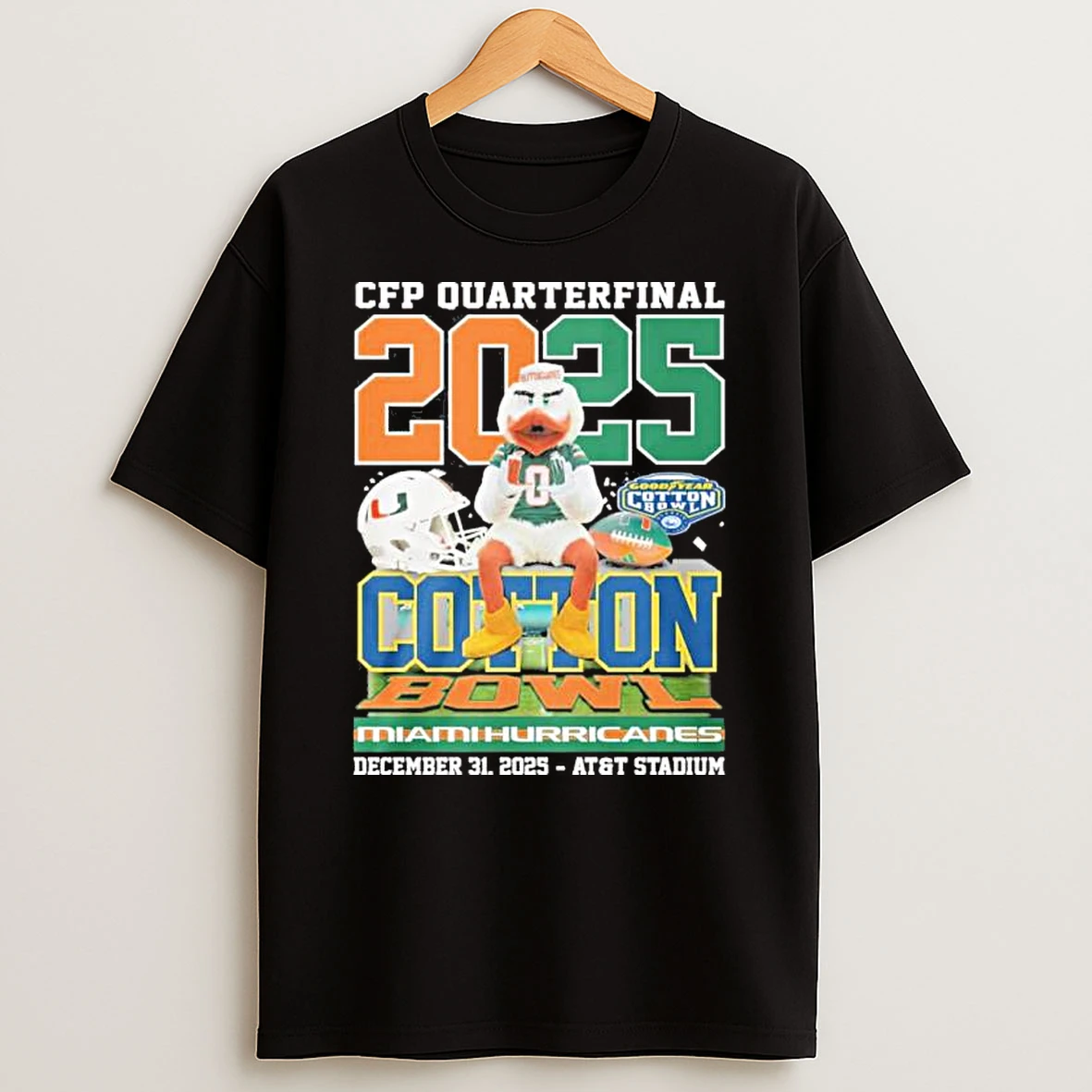 Cfp Quarterfinal Cotton Bowl 2025 Miami Hurricanes Mascot Shirts