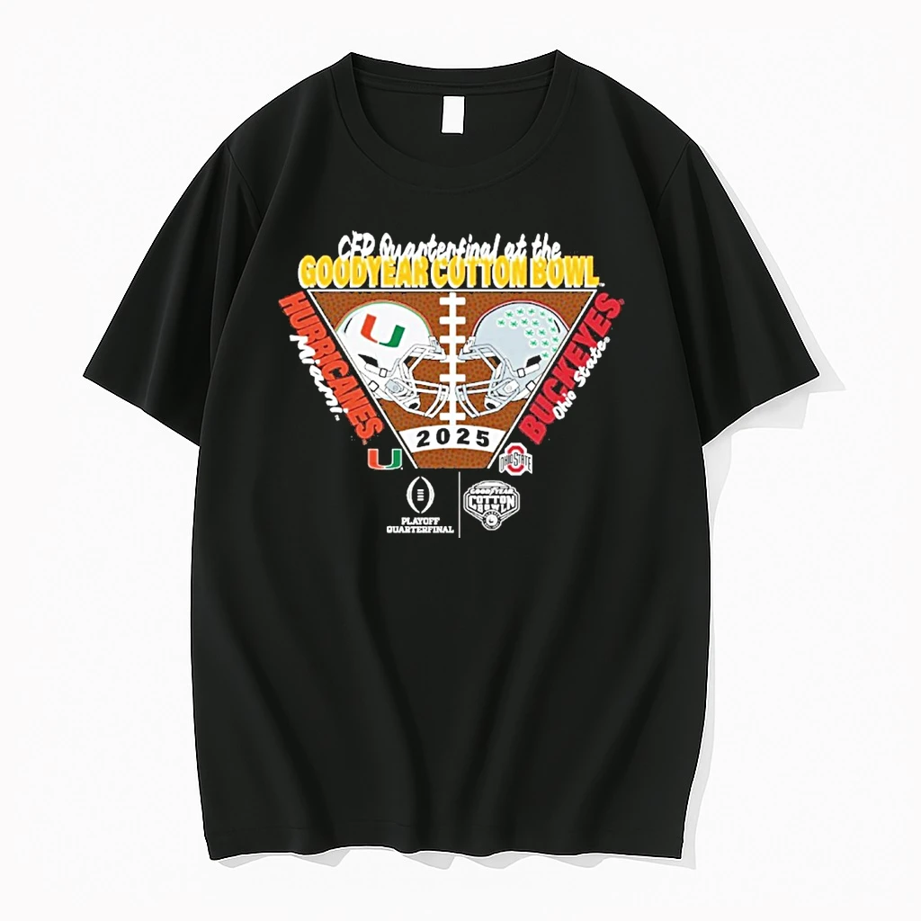 Cfp Quarterfinals At The Goodyear Cotton Bowl Miami Hurricanes Vs Ohio State Buckeyes Head To Head Shirts