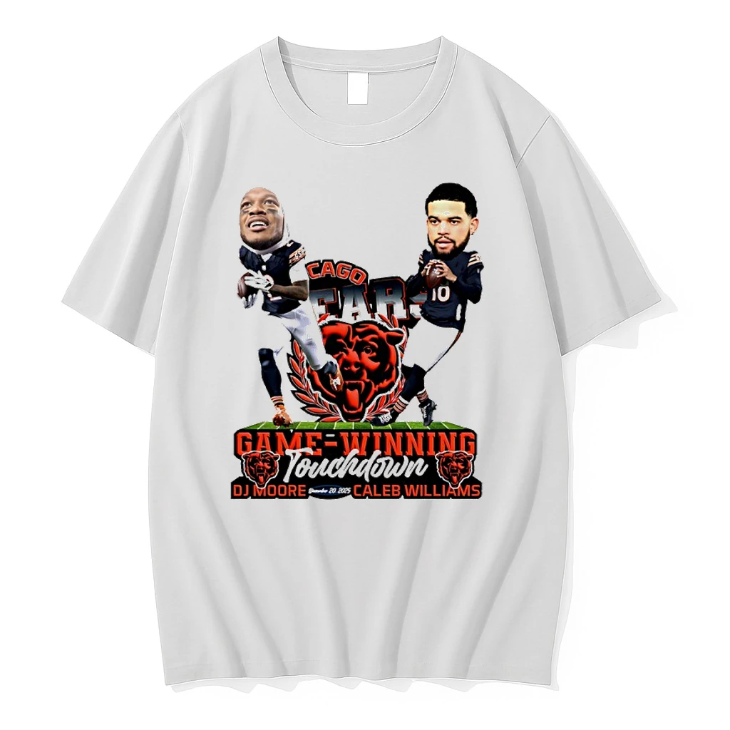 Caleb Williams And Dj Moore Chicago Bears Overtime Winning Touchdown Caricature Shirts