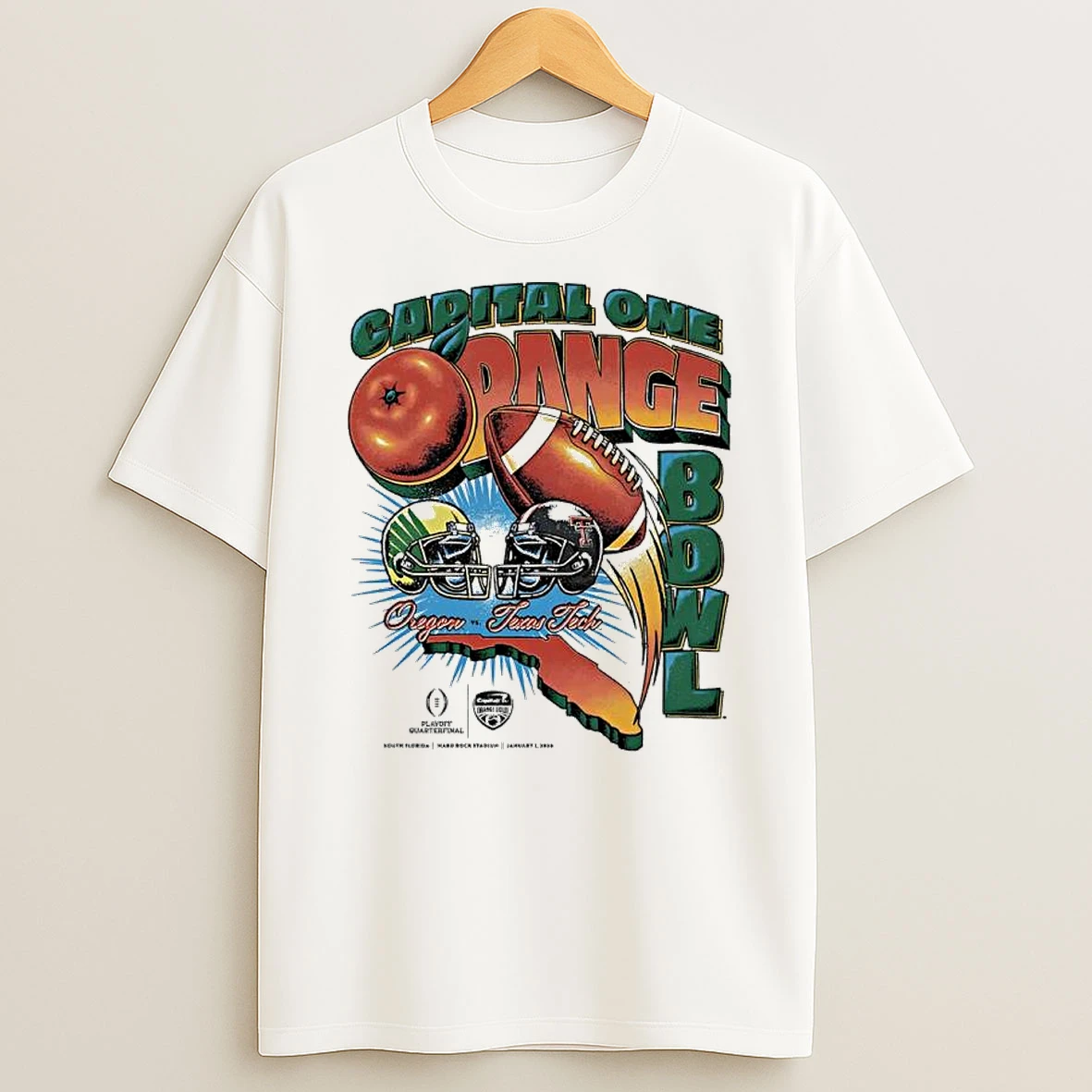 Capital One Orange Bowl 2026 Oregon Vs Texas Tech Matchup Vintage Shirts