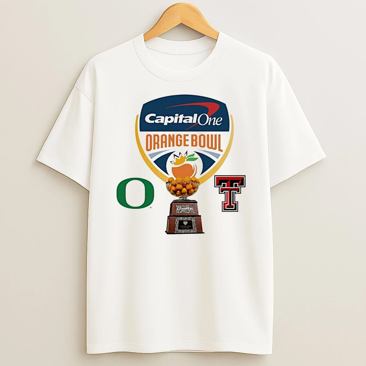 Capital One Orange Bowl Trophy Oregon Ducks Vs Texas Tech Red 2026 Shirts