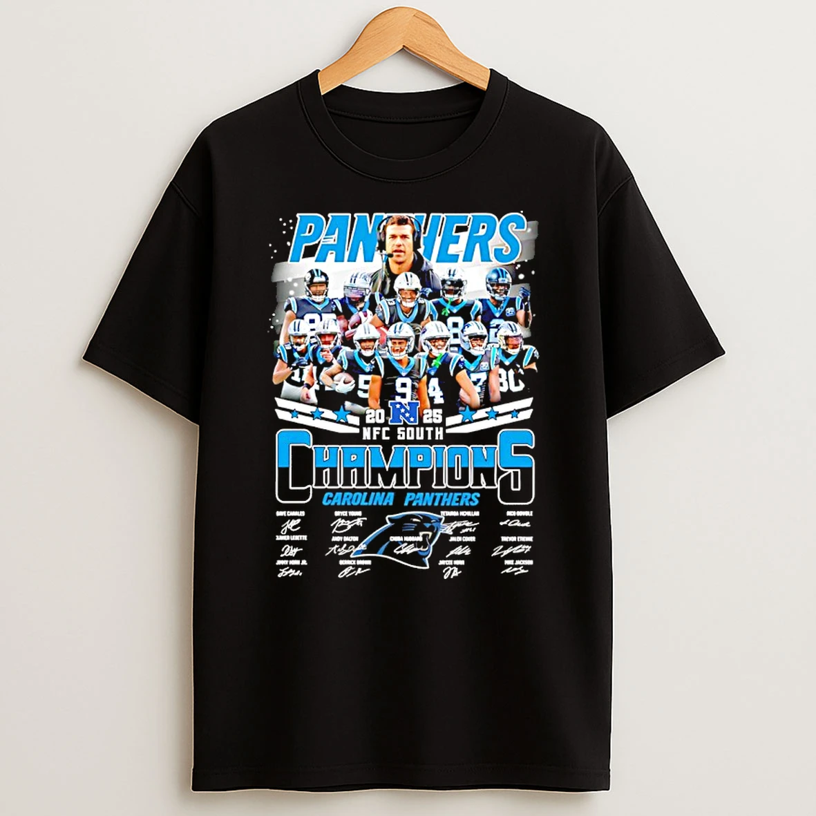 Carolina Panthers 2025 Nfc South Champions All Team Signature Shirts