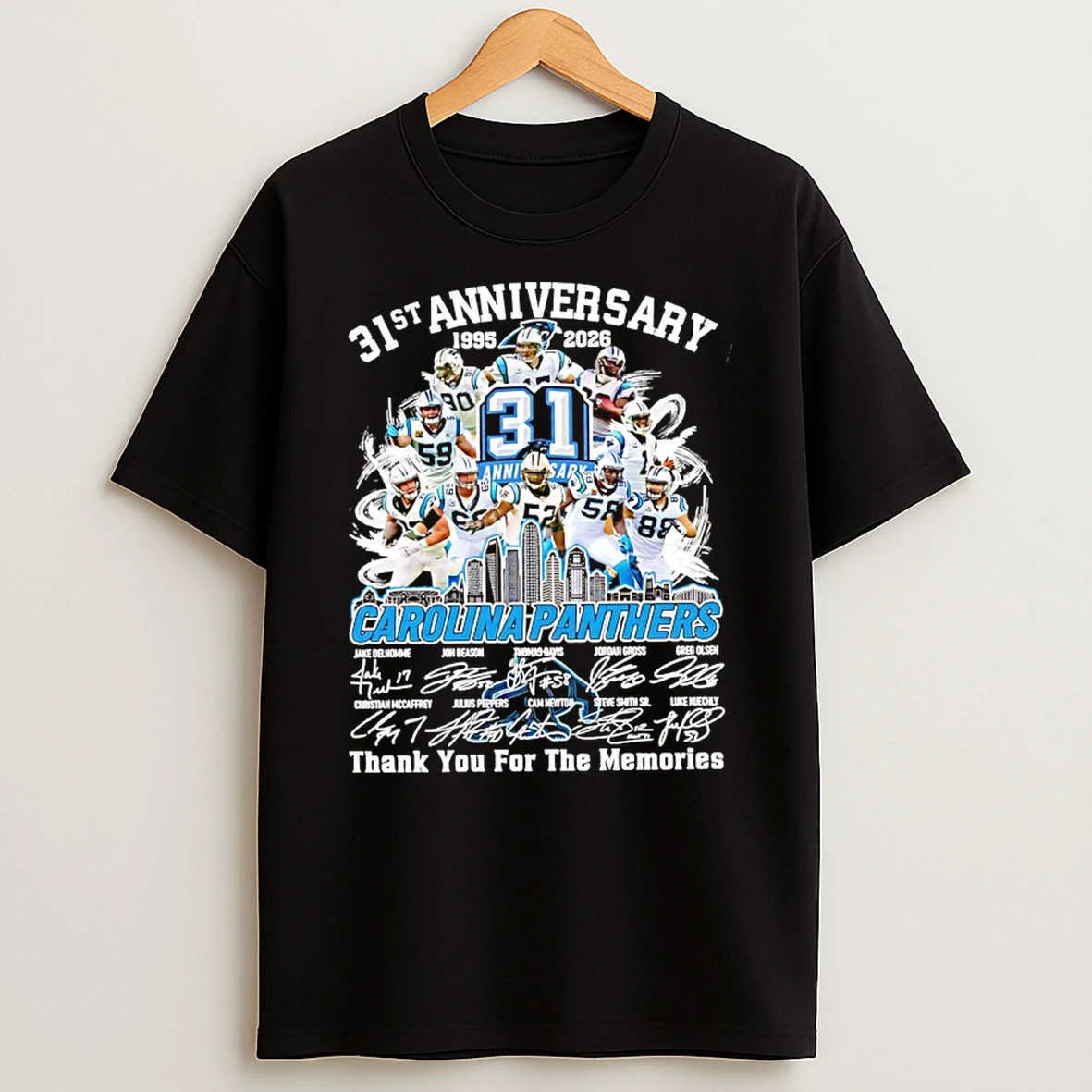 Carolina Panthers 31st Anniversary 1995 2026 Thank You For The Memories Signatures Shirts