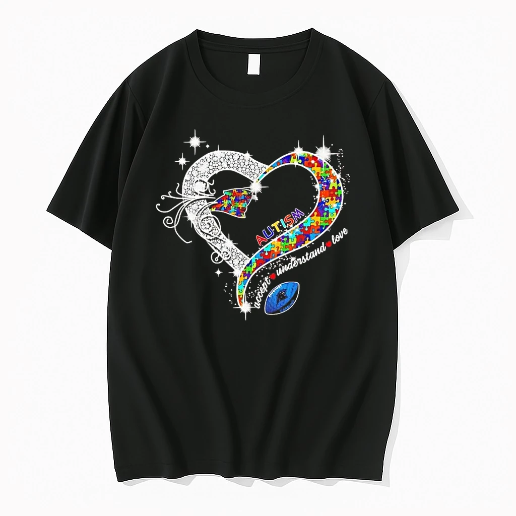Carolina Panthers Autism Accept Understand Love Diamond Heart Shirts