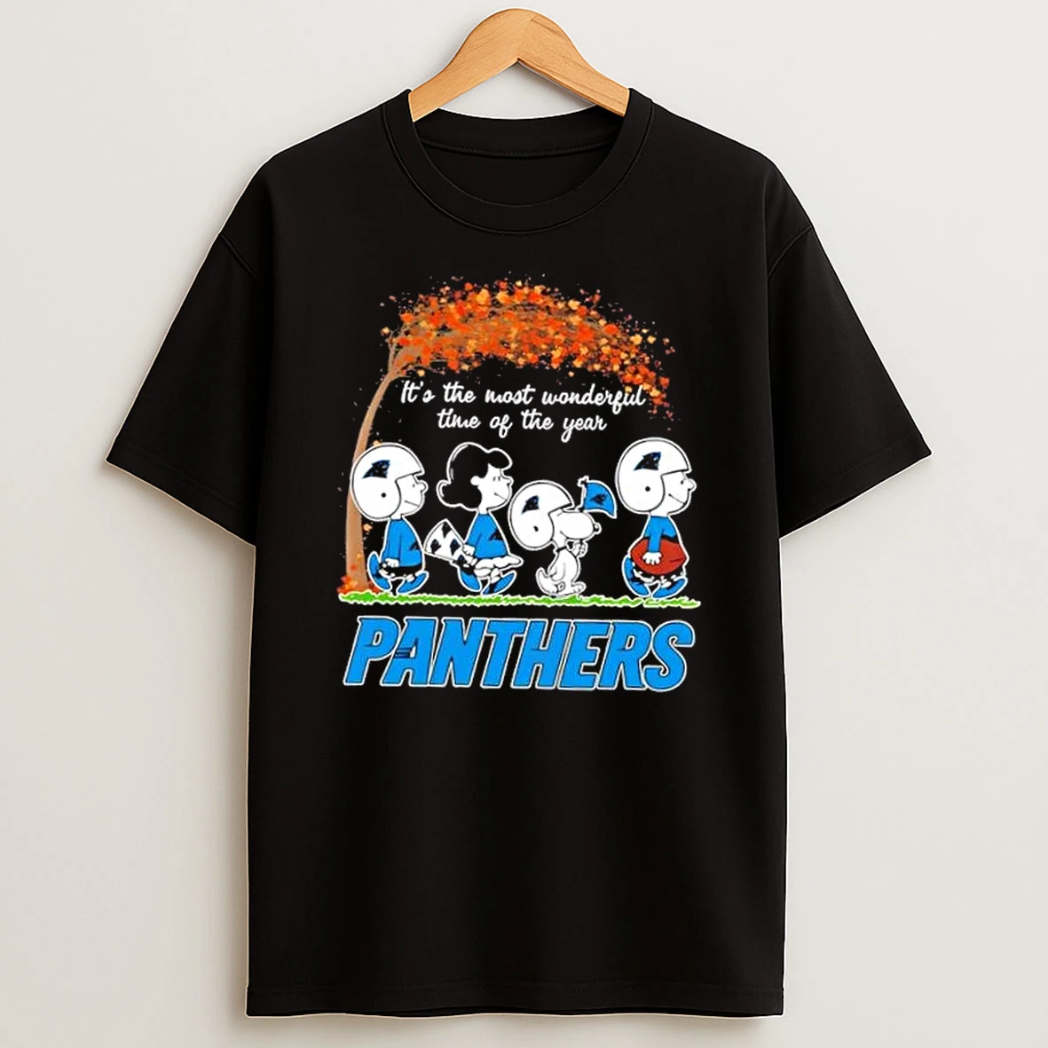 Carolina Panthers X Peanuts Snoopy And Friends Autumn Its The Most Wonderful Time Of The Year Shirts