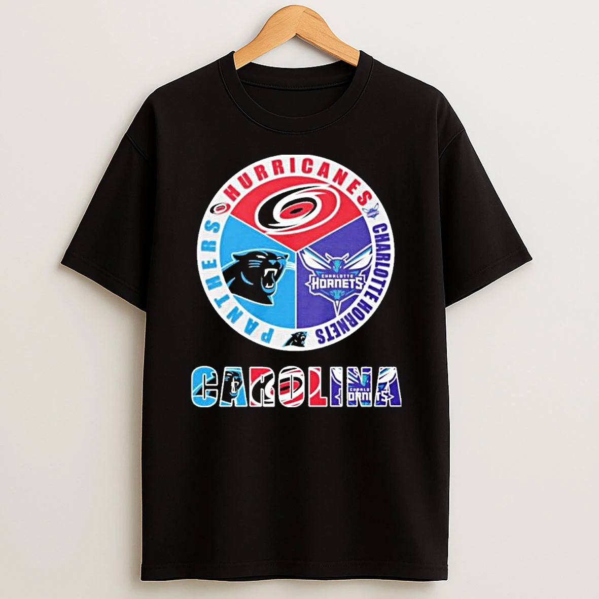 Carolina Sports Teams 2025 Hurricanes Charlotte Hornets And Panthers Logo Shirts