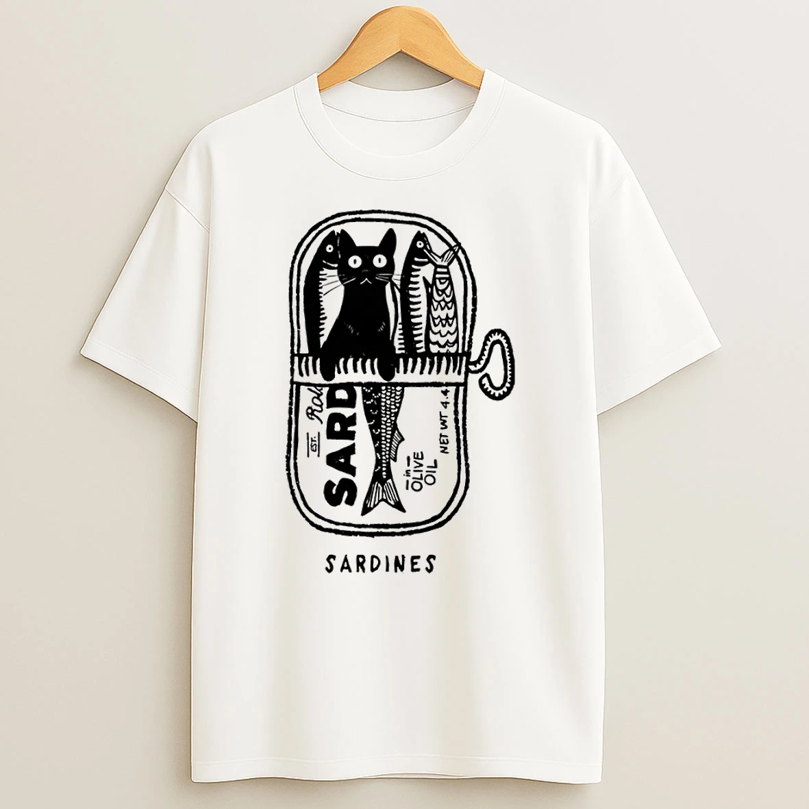 Cat Hiding In A Sardine Can Vintage Fish Tin Shirts