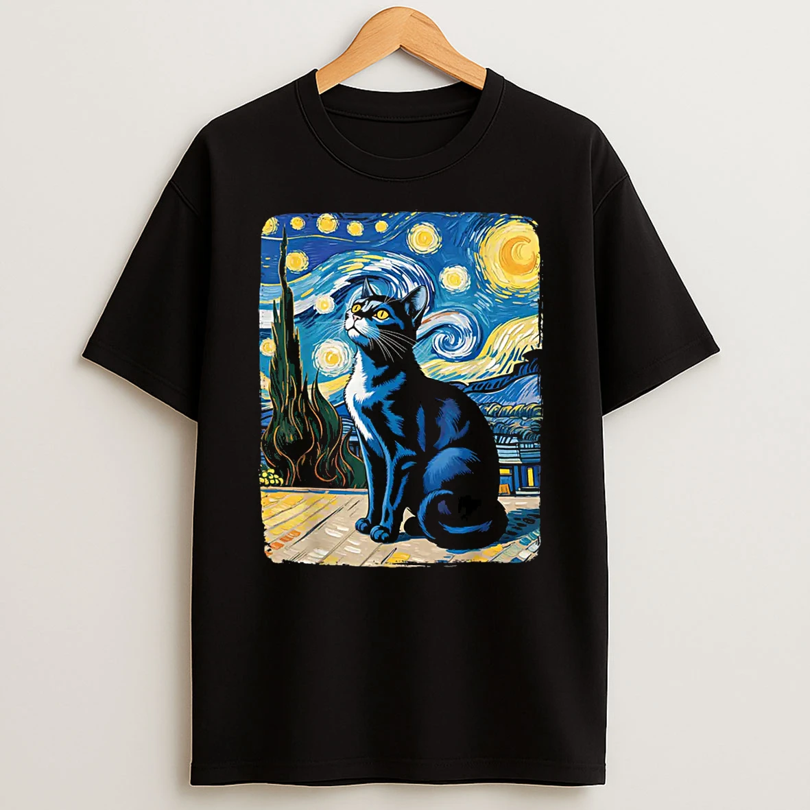Cat Lover Starry Night Van Gogh Meme For Cat Cat Mom Cat Dad Shirts