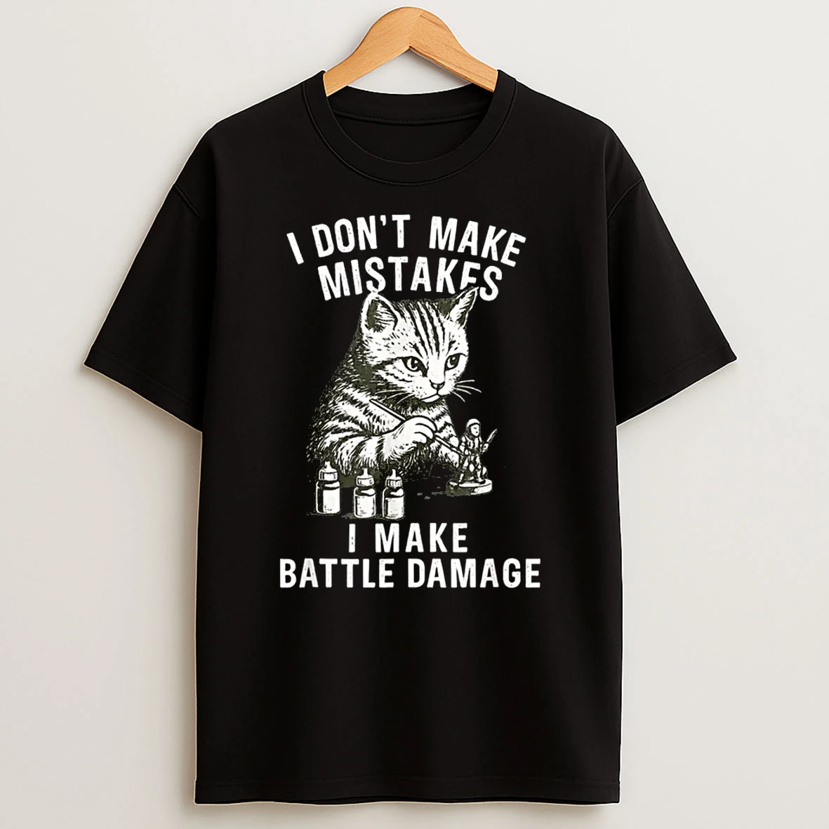 Cat Miniature Painter Battle Damage Funny Miniature Painting Shirts