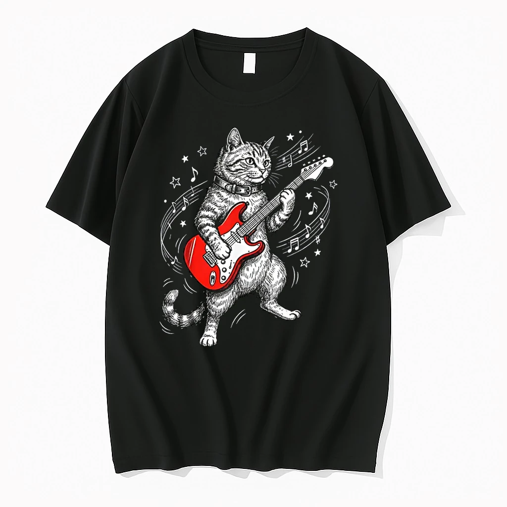 Cat Playing Guitar Rock And Roll Humor Shirts