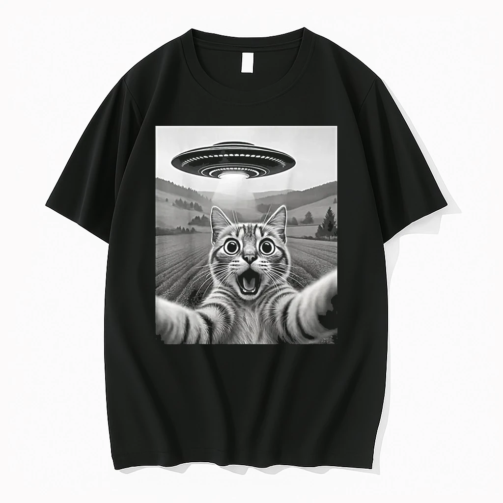 Cat Selfie With Alien Ufo Shirts
