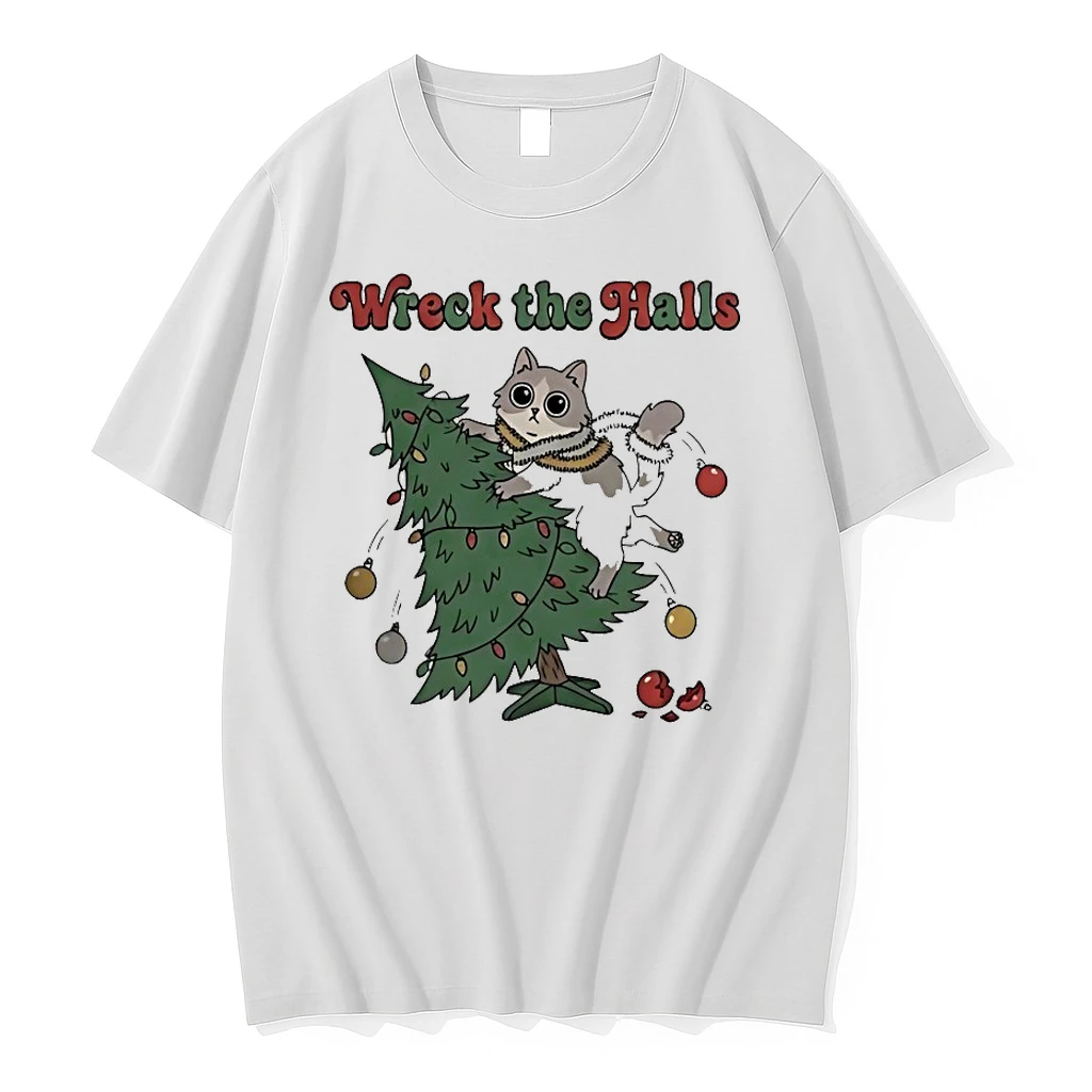 Cat Wreck The Halls Christmas Shirts
