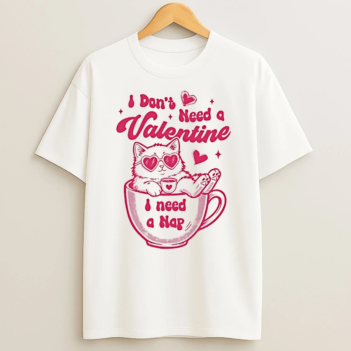 Cat Lover I Dont Need Valentine I Need A Nap Funny Shirts