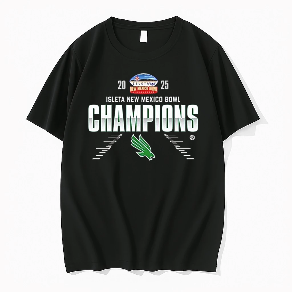 Celebrates North Texas Mean Green Football 2025 Champions Isleta New Mexico Bowl Logo Shirts