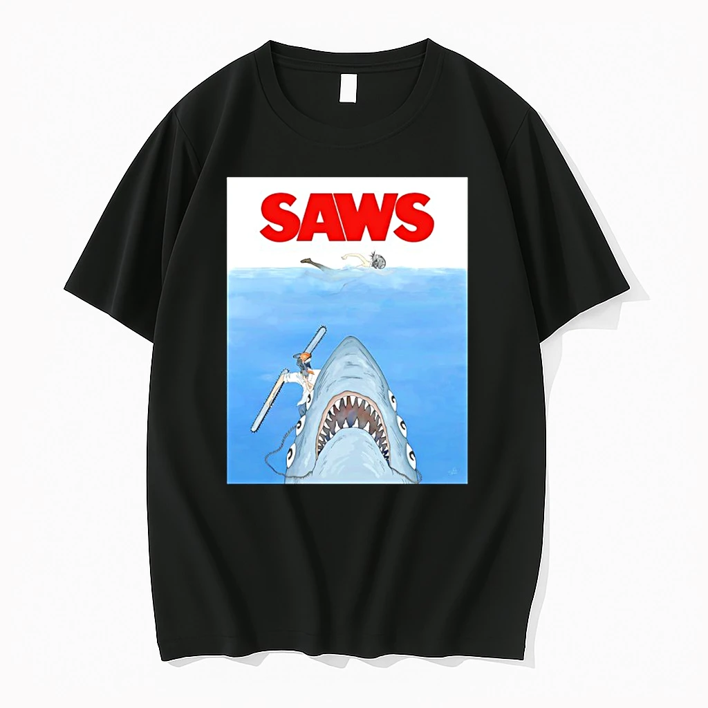 Chainsaw Man Jaws Parody Shirts