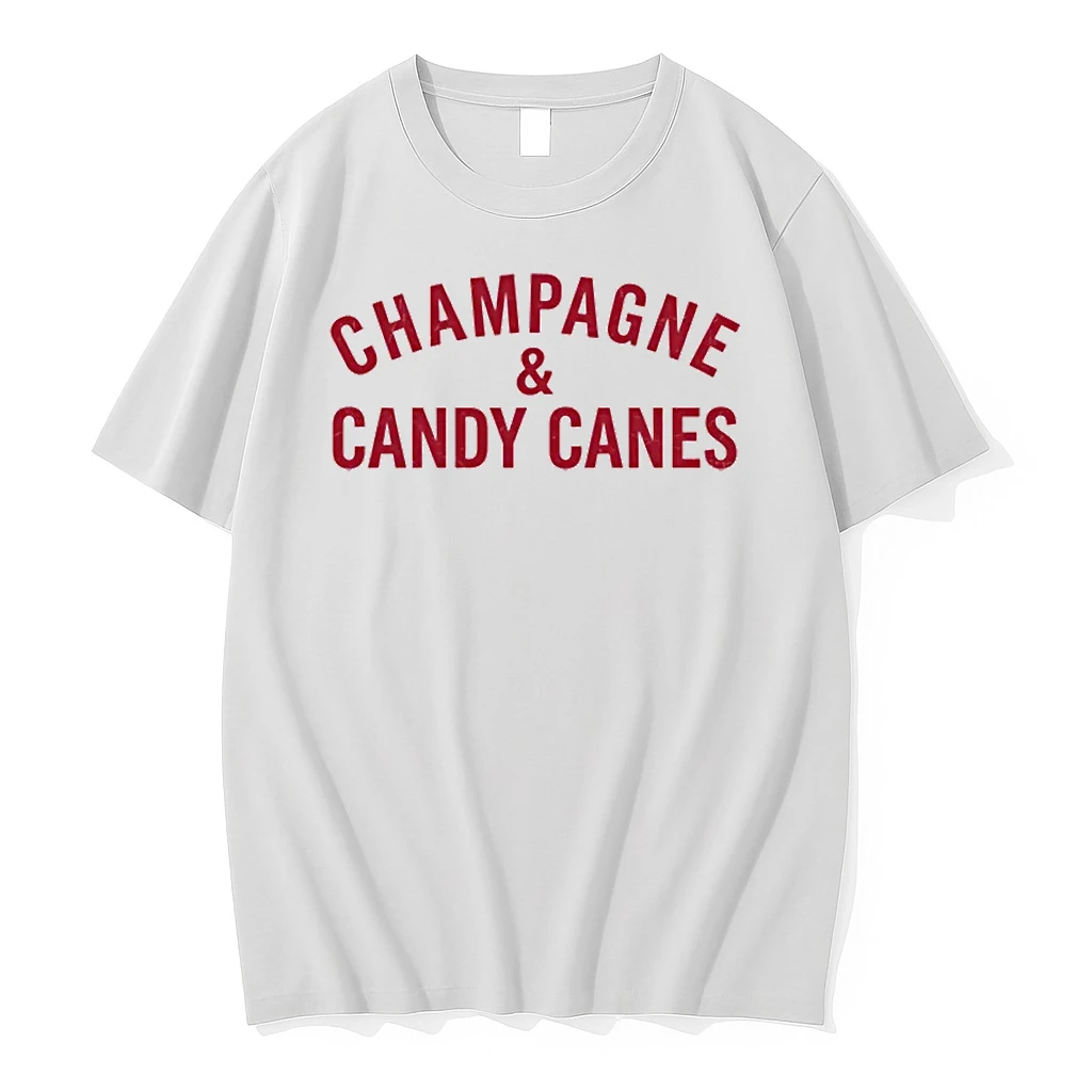 Champagne And Candy Canes Funny Christmas Holiday Xmas Shirts