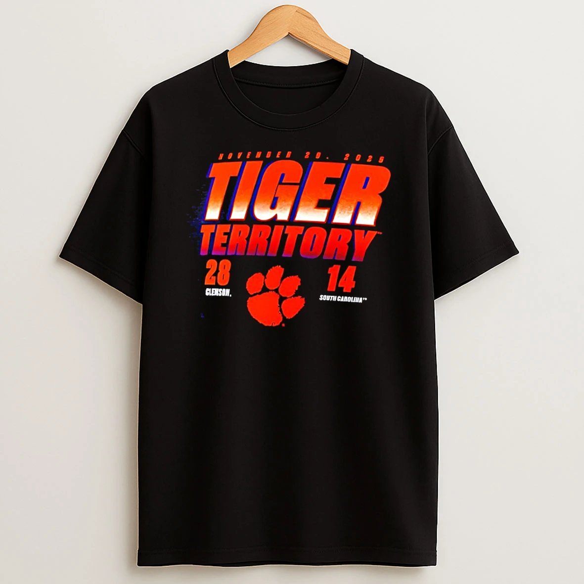 Charcoal Clemson Tigers Vs South Carolina Gamecocks 2025 Score Shirts