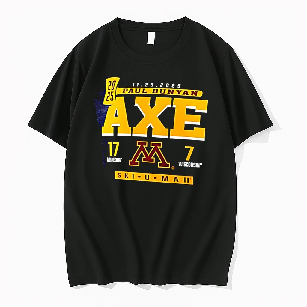 Charcoal Minnesota Golden Gophers Vs Wisconsin Badgers 2025 Paul Bunyans Axe Score Shirts