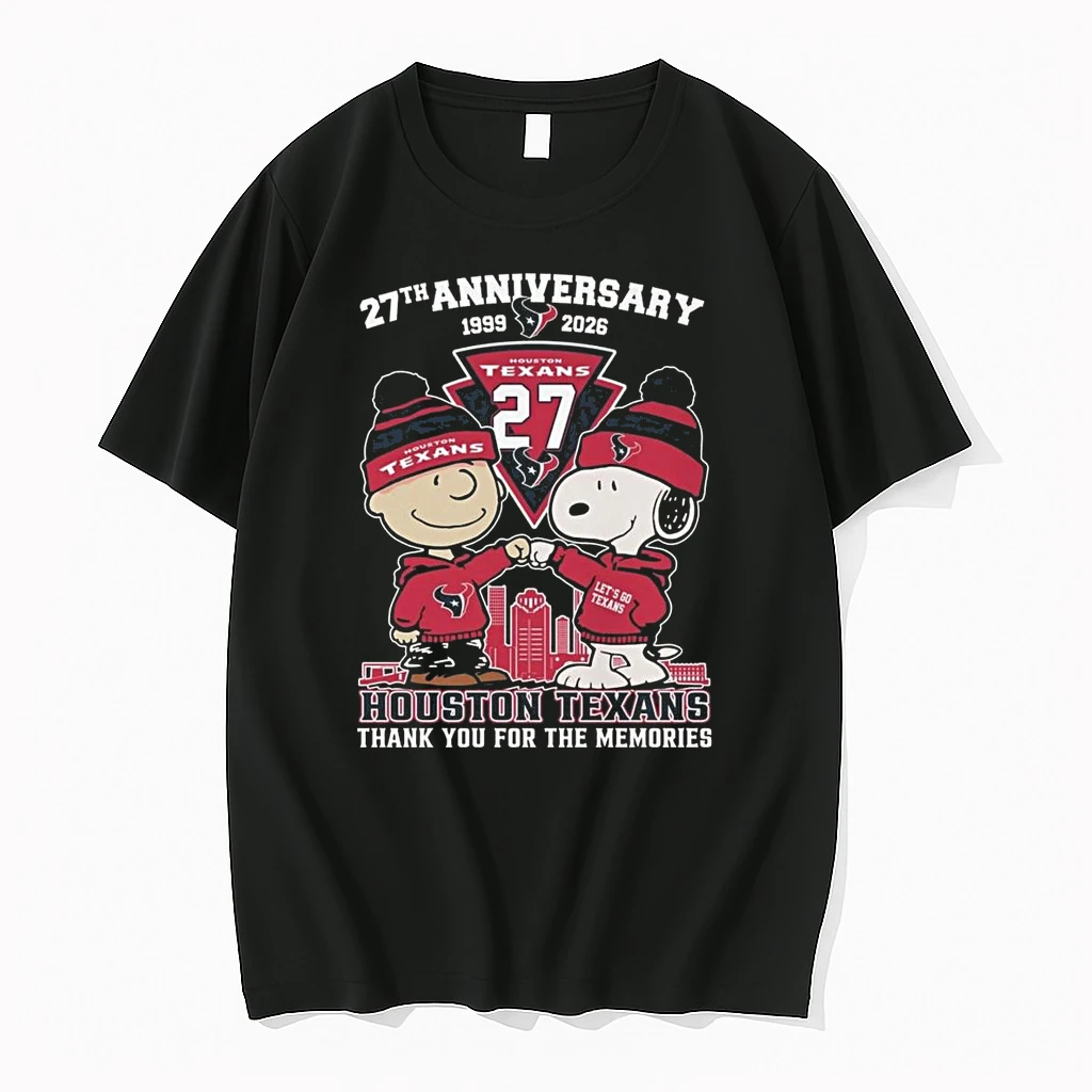 Charlie Brown And Snoopy X Houston Texans 27th Anniversary 1999 2026 Thank You For The Memories Shirts