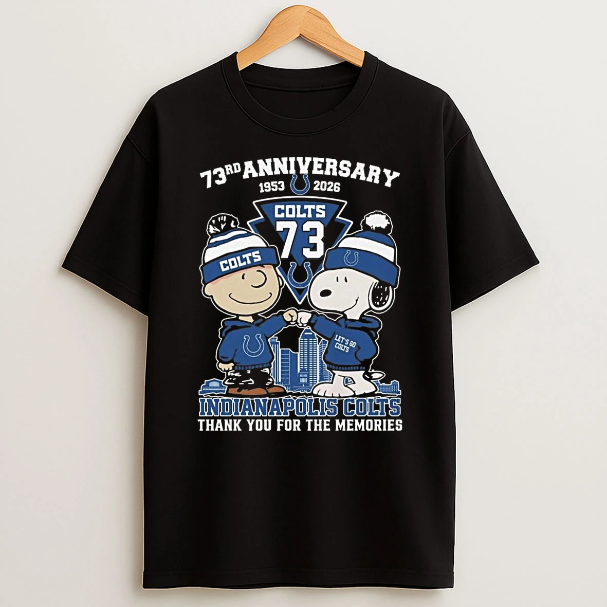 Charlie Brown And Snoopy X Indianapolis Colts 73th Anniversary 1953 2026 Thank You For The Memories Shirts